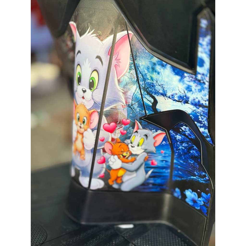 tem nhựa nhám vario 2023-2025 .combo trước sau mẫu tem dễ thương tom và jerry