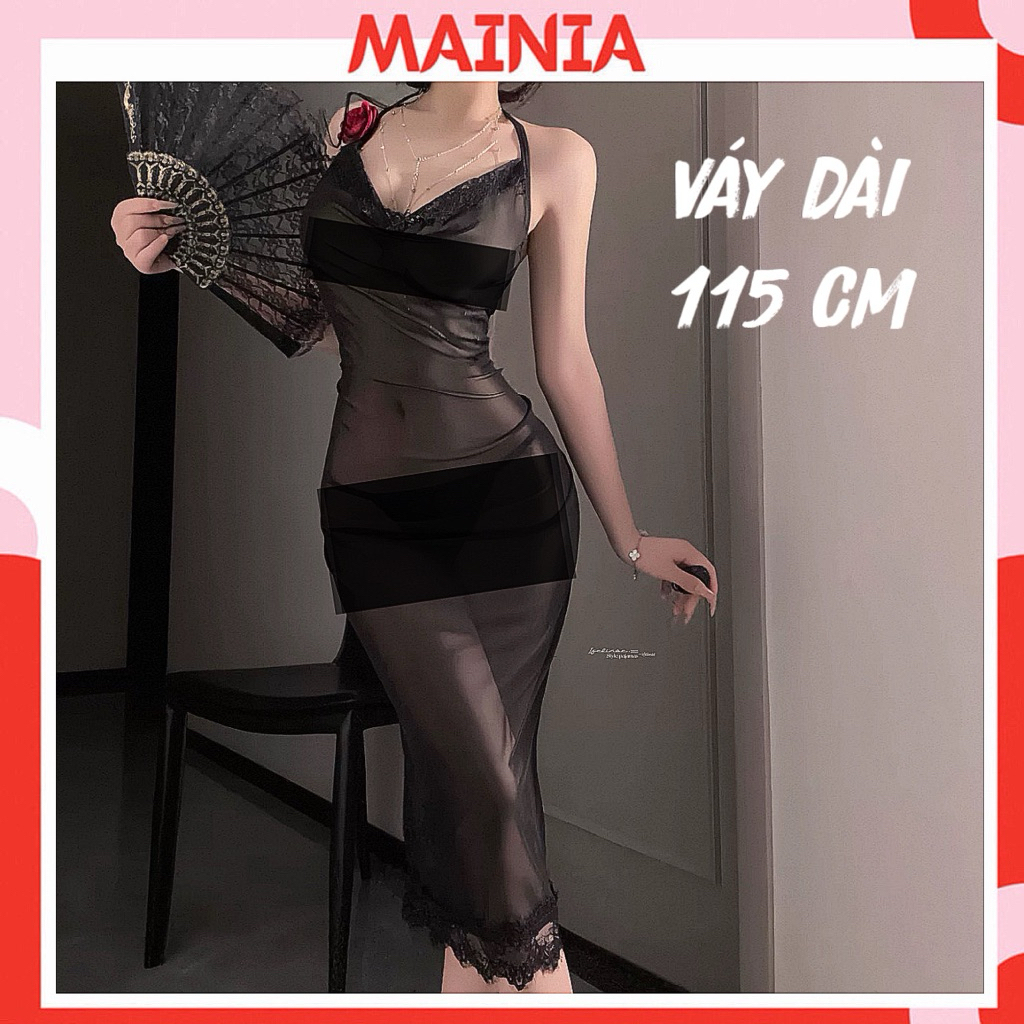 Váy Ngủ Ren Dáng Dài Đính Hoa 9449 MAINIA STORE