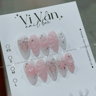 250 Nail box y2k thạch hồng nơ tráng gương , nail box thiết kế Vi Vân Nail box