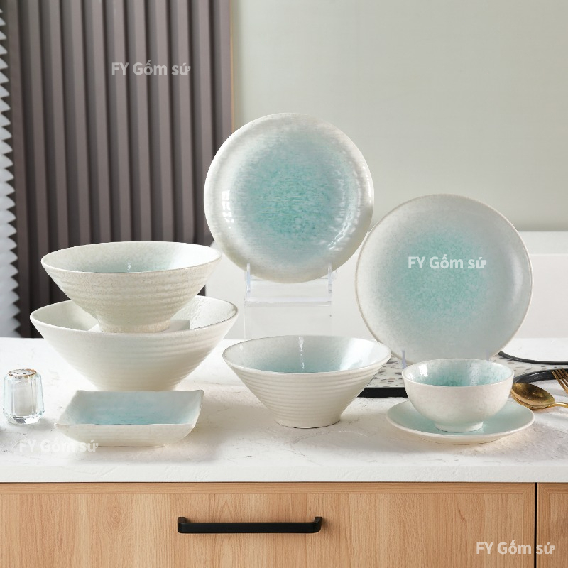 bộ bát đĩa gốm sứ cao cấp bộ bát đĩa ăn cơm set bát đĩa sứ khay sứ vuông đĩa steak đĩa tròn bát ăn cơm bát tô to đại
