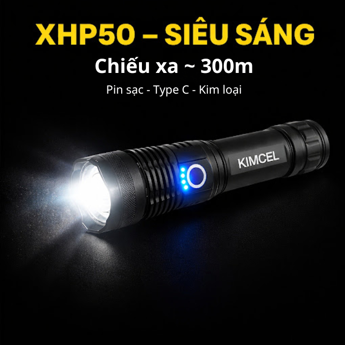 Đèn pin siêu sáng XHP50-Sản phẩm chính hãng -Đèn pin cầm tay