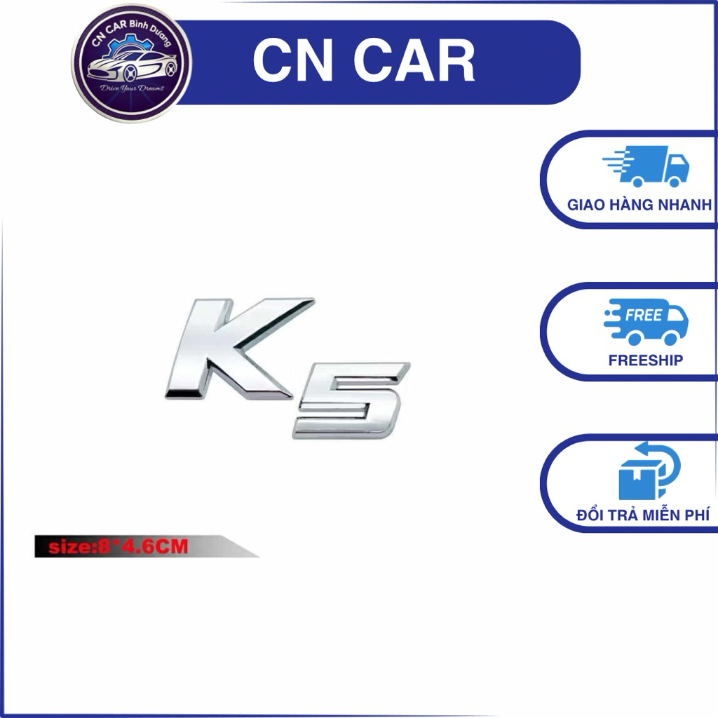 chữ nổi k5 bằng kim loại dán xe kia k5 logo k5 chữ k5 trang trí xe kia k5