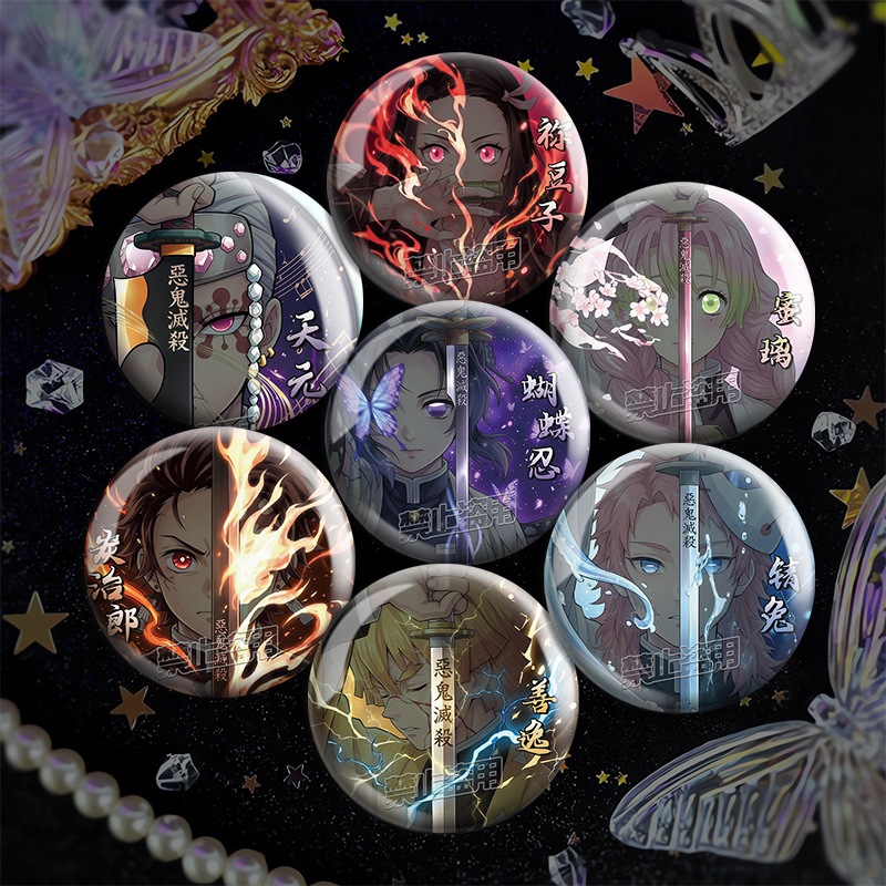 Huy Hiệu Demon Slayer Rút Kiếm – Kimetsu no Yaiba Badge Anime Ngầu, Phụ Kiện Cài Áo Balo Túi Xách