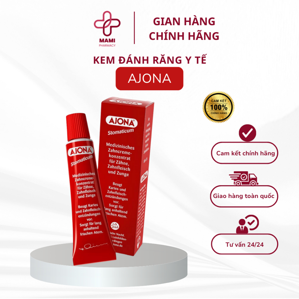 Kem Đánh Răng Y Tế AJONA Loại Bỏ Cao Răng Và Chống Viêm Lợi, Tuýp 25ml - Hàng Chính Hãng Nội Địa Đức