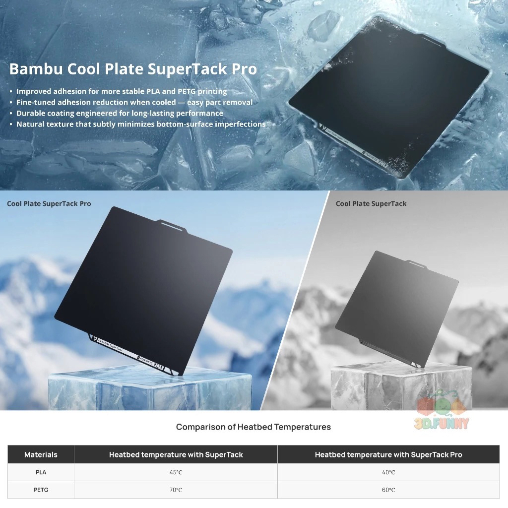 [NEW] Tấm Bàn in 3D siêu dính PEI Cool Supertack PRO Chính hãng Bambu Lab - A1/P1/X1/P2-H2D/H2S