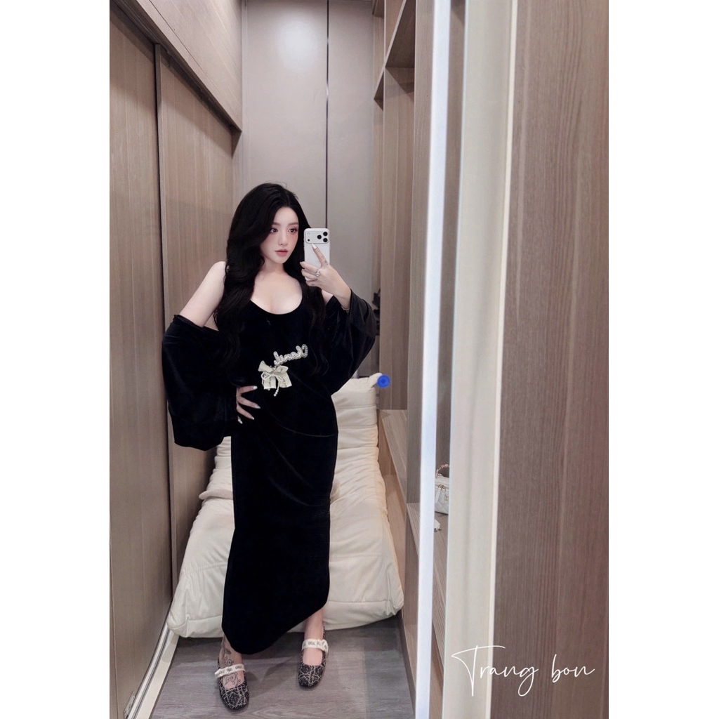 [ CHOU STUDIO ] SET ÁO NHUNG C.H.A.N.E.L CHỮ NGỌC + ÁO KHOÁC CÁNH DƠI