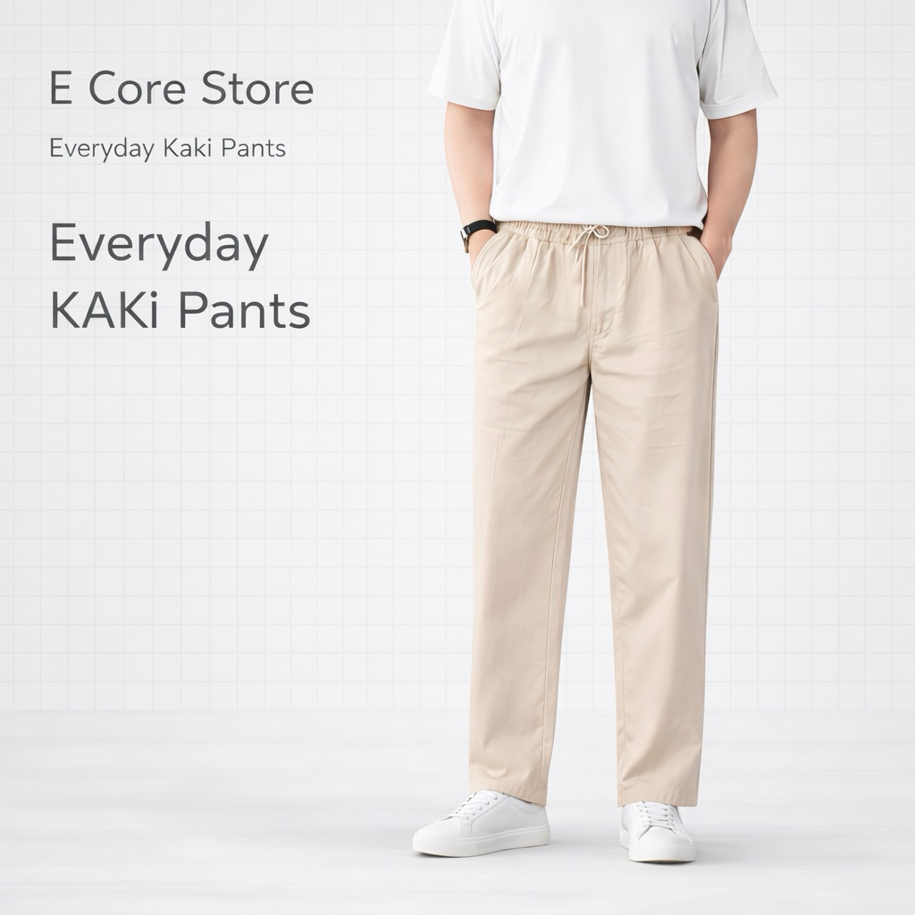 Combo 2 Quần Kaki Ống Rộng Form Baggy Vải Kaki Cotton Mềm Thoáng Mát E Core Store Pants Kem Ong Voi 