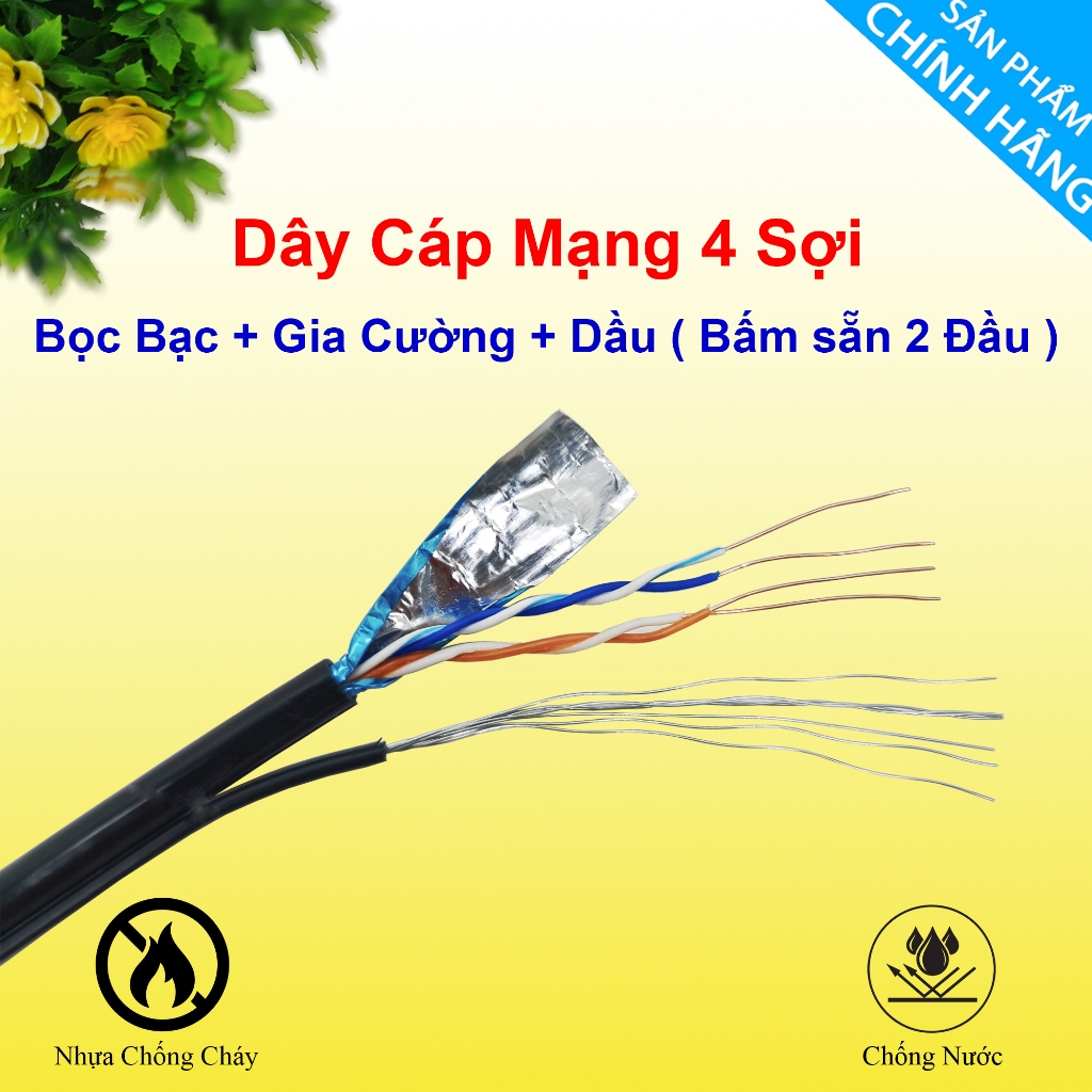 [Combo 100M] Dây Cáp Mạng LAN 4 Lõi Đồng Dầu – Chống Ẩm, Kéo Ngoài Trời, Bấm Sẵn 2 Đầu RJ45
