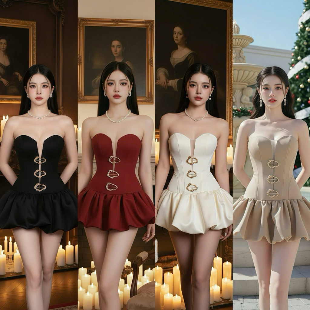 Đầm cúp chân phồng kèm tag Size S-M 810k