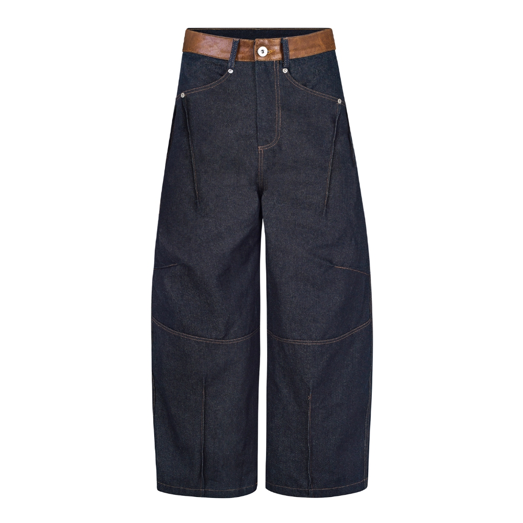 Quần jean Raw Denim phối da - Ivankov Hybrid Symmetry Raw Denim Pants