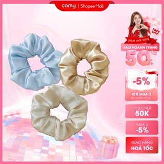  Dây buộc tóc scrunchies Camy Lumi đồ cột tóc nữ cỡ lớn thiết kế xếp ly sang trọng 