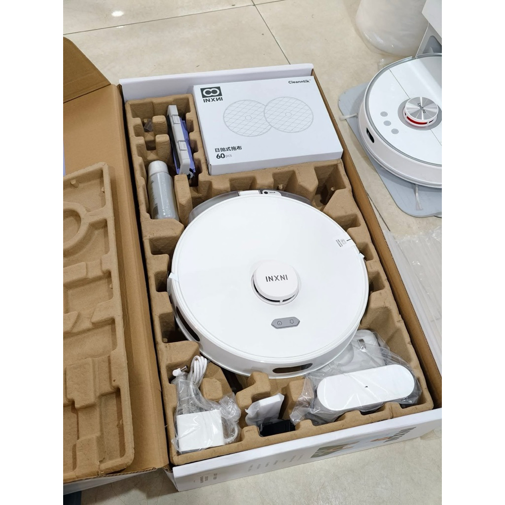 Combo Robot hút bụi INXNI X3 plus + thêm 60 khăn. Lau xoay chuyên sâu, máy trắng Quốc tế, full box
