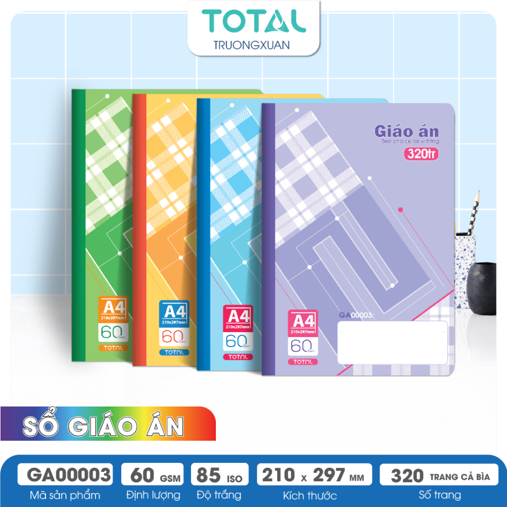 Sổ A4 Lesson Plan kẻ ngang Total 320 trang