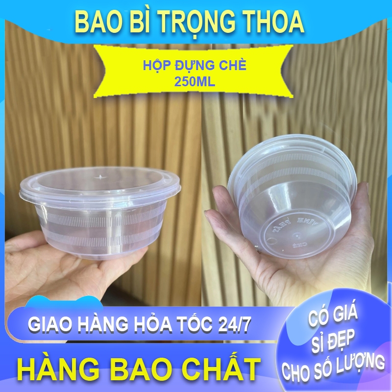 Set 50 chén chè, thố xôi nhựa PP có nắp, Dung tích 250ml, chịu nhiệt tốt