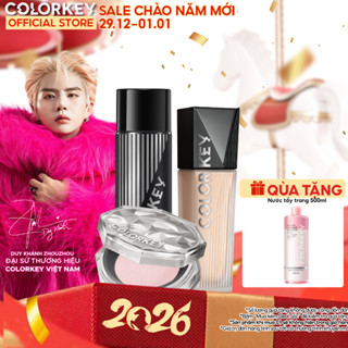  COMBO Đẹp Mịn Lì - Phấn Phủ COLORKEY 8g + Xịt Khóa COLORKEY 100ml + Kem Nền Cho Da Dầu 30g 