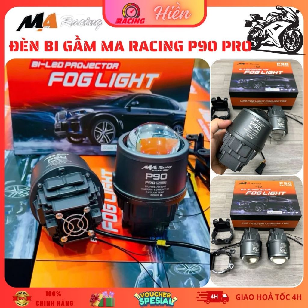 Đèn Bi Gầm P90 Plus MA RACING 65W Bi Gầm 3 Chế Độ Sáng, Trợ Pha Laser, Có Tản Nhiệt