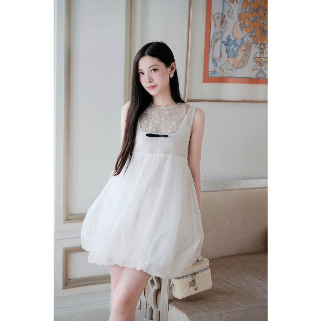 Đầm bí trắng QUIN DRESS - Coqui, Đầm tiểu thư thiết kế nhẹ nhàng thiết kế điệu đà vai áo đi chơi chụp ảnh siêu xinh | BigBuy360 - bigbuy360.vn