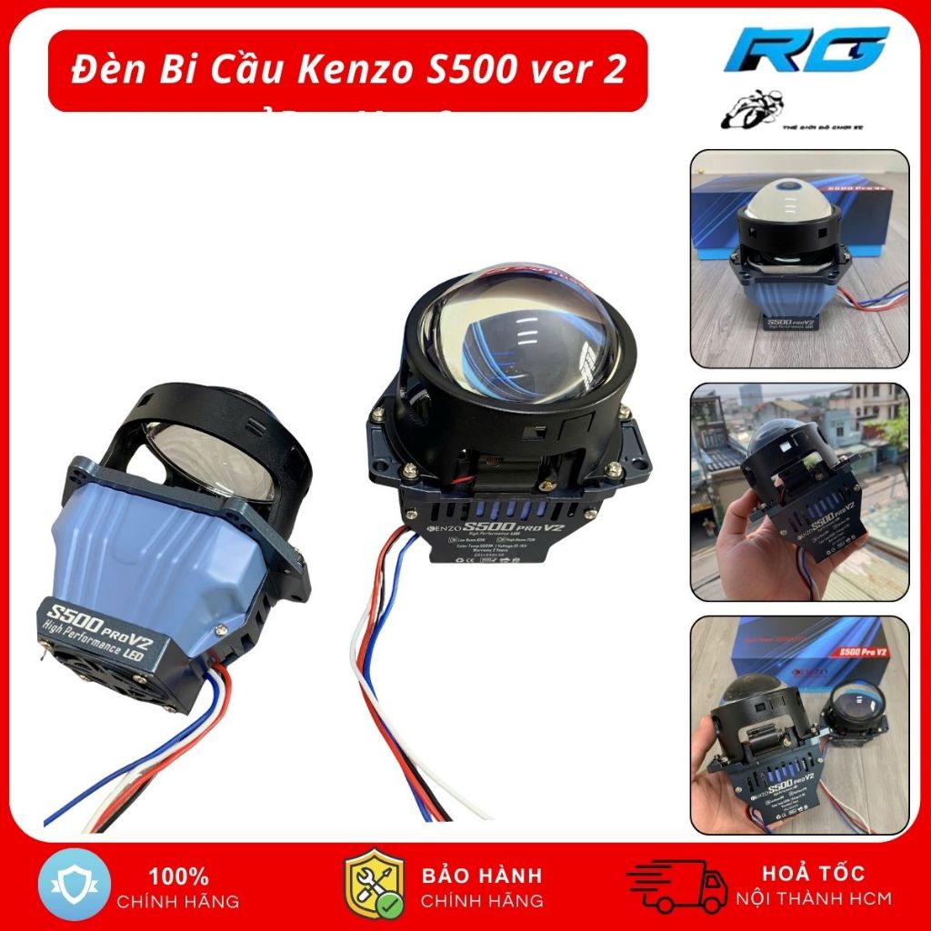 S500 Pro V2, Đèn Bi Cầu Kenzo S500 Pro Ver 2 65W Kích Thước Ngắn Gọn, Dễ Dàng Lắp Đặt - BH 24 Tháng
