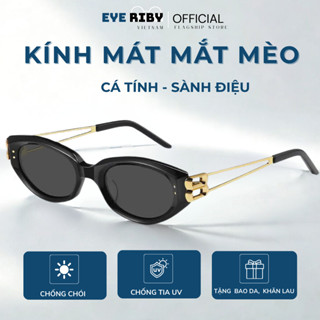 Kính Râm Mắt Mèo Kính Mát Nam Nữ Gọng Đôi Kim Loại Titanium Thời Trang Chống Tia UV Phong Cách Hàn Quốc R33
