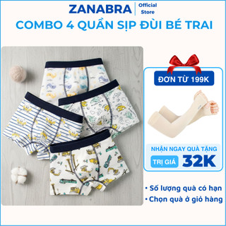 [ XẢ HÀNG ] Combo 4 Quần Sịp Đùi Quần Lót Bé Trai Cotton Cao Cấp - Quần Chip Đùi Bé Trai Co Giãn ZANABRA L1035