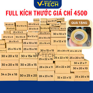 Hộp carton đóng hàng V-TECH, hộp giấy gói hàng 3 lớp sóng B, thùng carton đóng hàng nhiều kích thước
