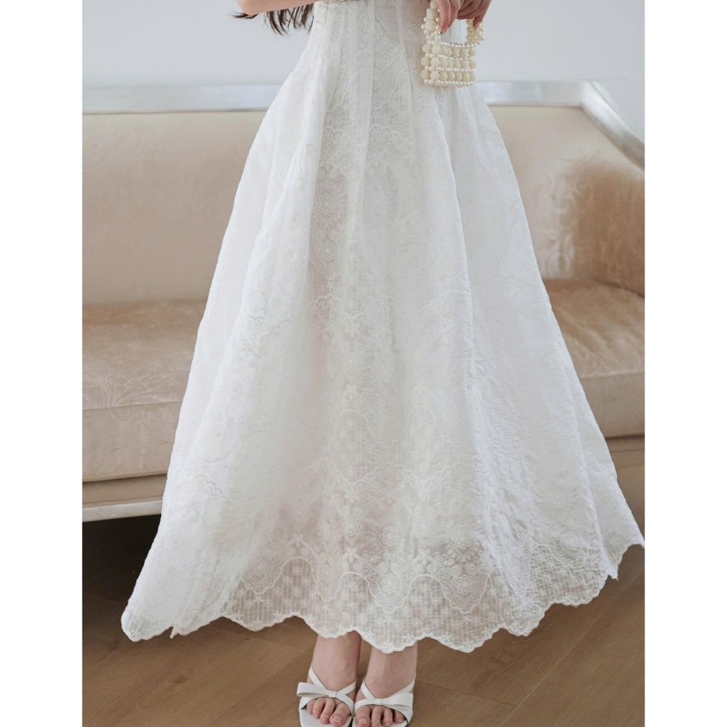 Đầm tiểu thư dự tiệc dáng dài AUDREY DRESS - COQUI, Váy trắng dáng dài nhẹ nhàng tùng xòe nhẹ tôn dáng đi chơi đi tiệc | BigBuy360 - bigbuy360.vn