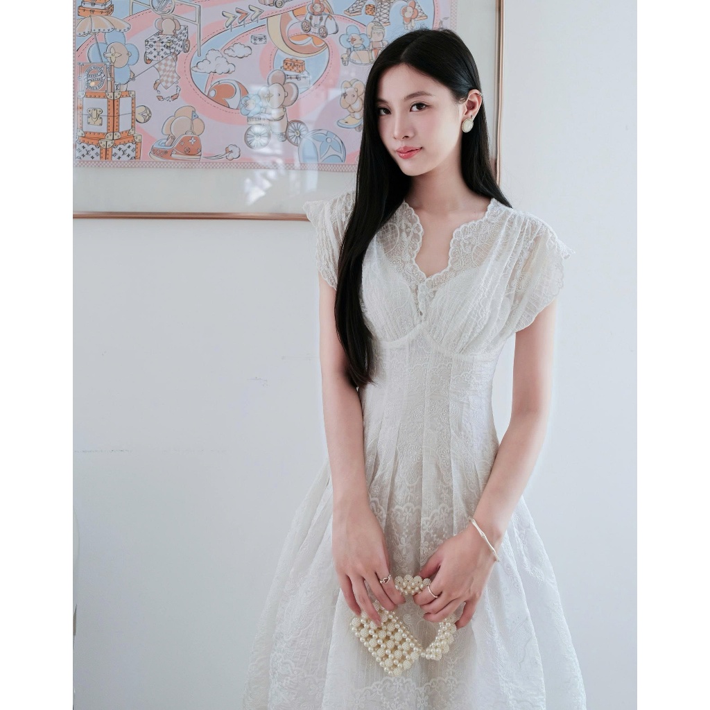 Đầm tiểu thư dự tiệc dáng dài AUDREY DRESS - COQUI, Váy trắng dáng dài nhẹ nhàng tùng xòe nhẹ tôn dáng đi chơi đi tiệc | BigBuy360 - bigbuy360.vn