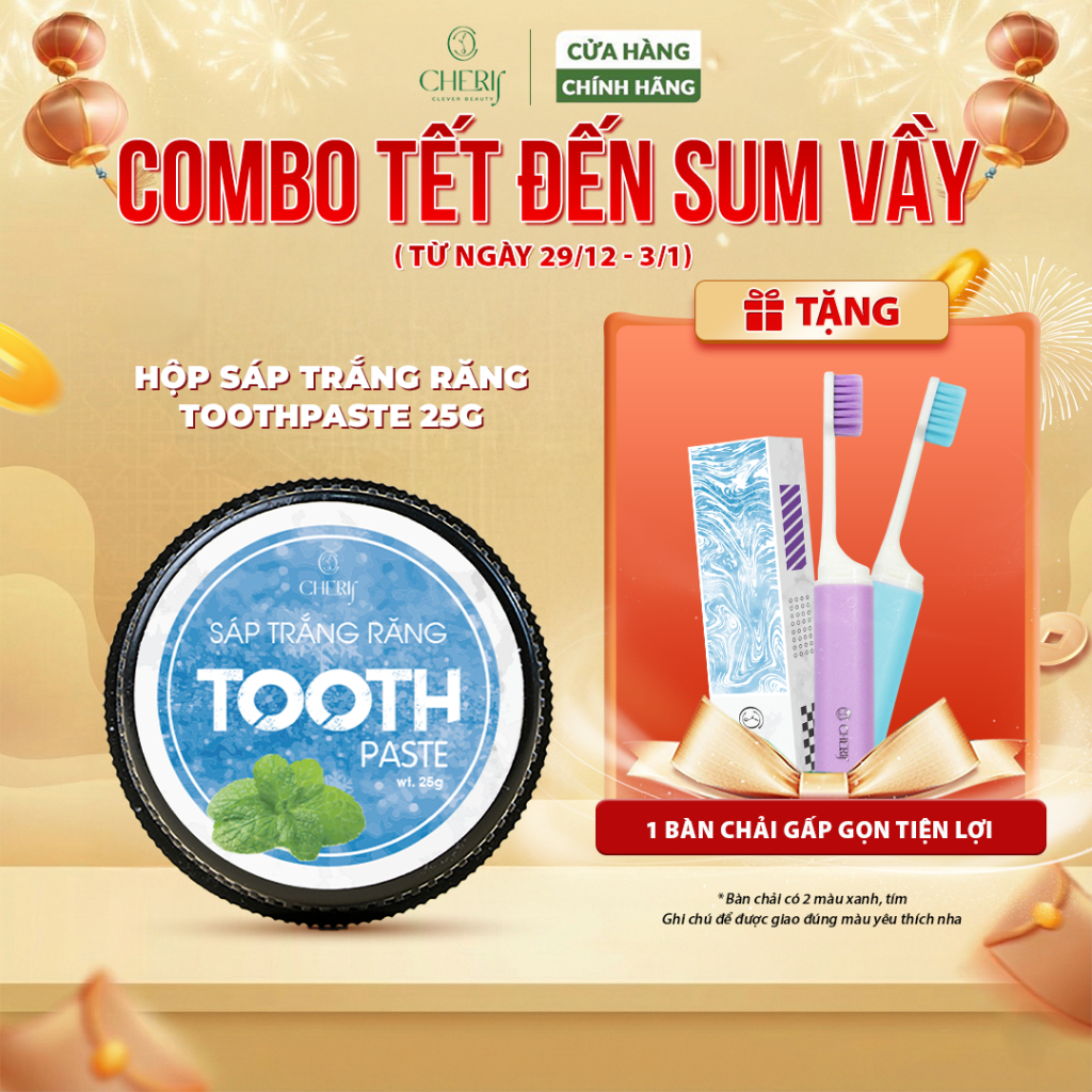 Kem Trắng Răng Dạng Sáp Tooth Paste - Làm Trắng Răng Làm Sạch Khử Mùi Hôi 25gr - Tặng Kèm Thang Đo 