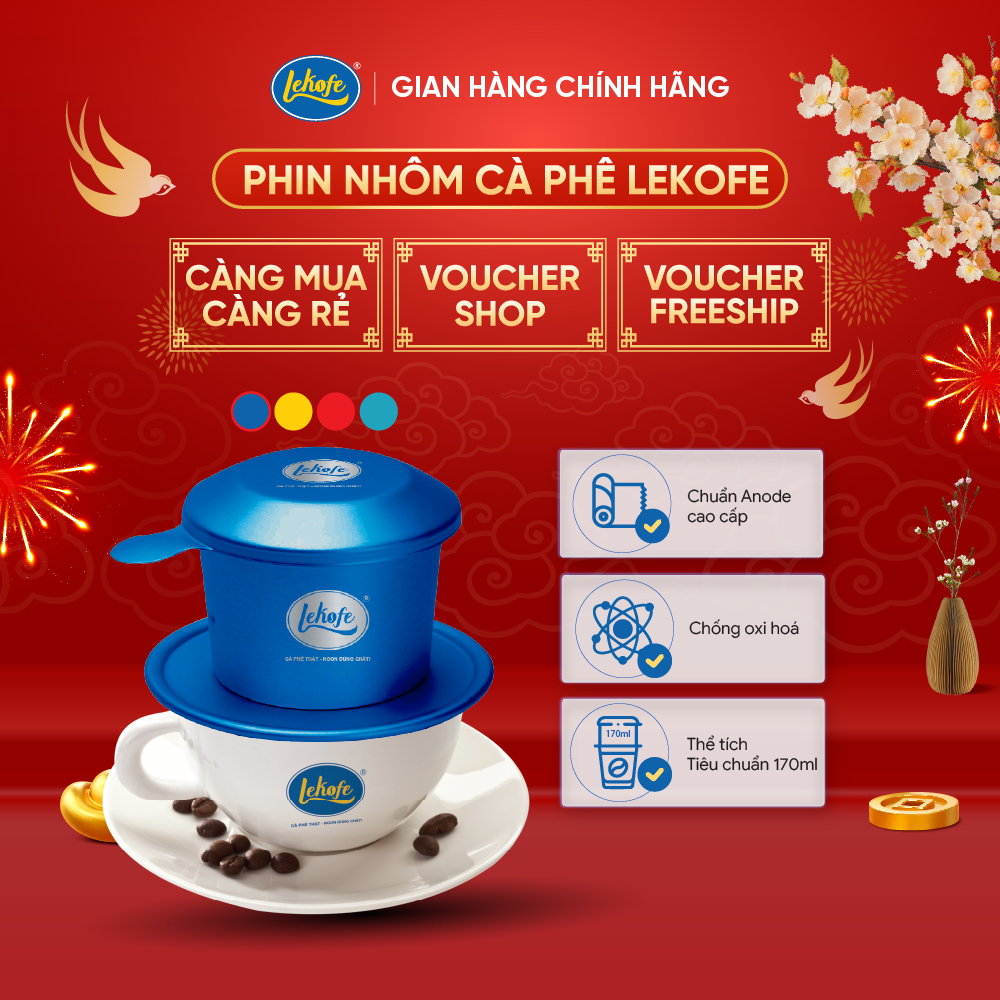 Phin cà phê Lekofe nhôm Anode cao cấp, phin pha cafe ngon, chất lượng