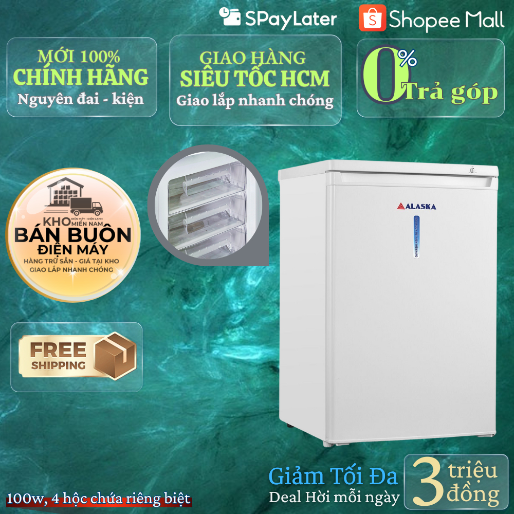 Tủ Đông Đứng Alaska IF-11 (100L) Tủ Đông Mini Tiết Kiệm Điện, 4 Ngăn Tiện Lợi, Chính Hãng, BH 2 Năm