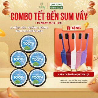  Combo 5 Kem Trắng Răng Dạng Sáp Tooth Paste - Làm Trắng Răng Làm Sạch Khử Mùi Hôi 25gr - Tặng Kèm Thang Đo 