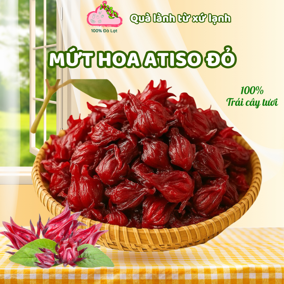 Mứt Atiso Đỏ Đà Lạt - Hoa Atiso Đỏ Tươi Sạch, Chua Ngọt Ít Đường - Ăn vặt Healthy -  100% ĐÀ LẠT