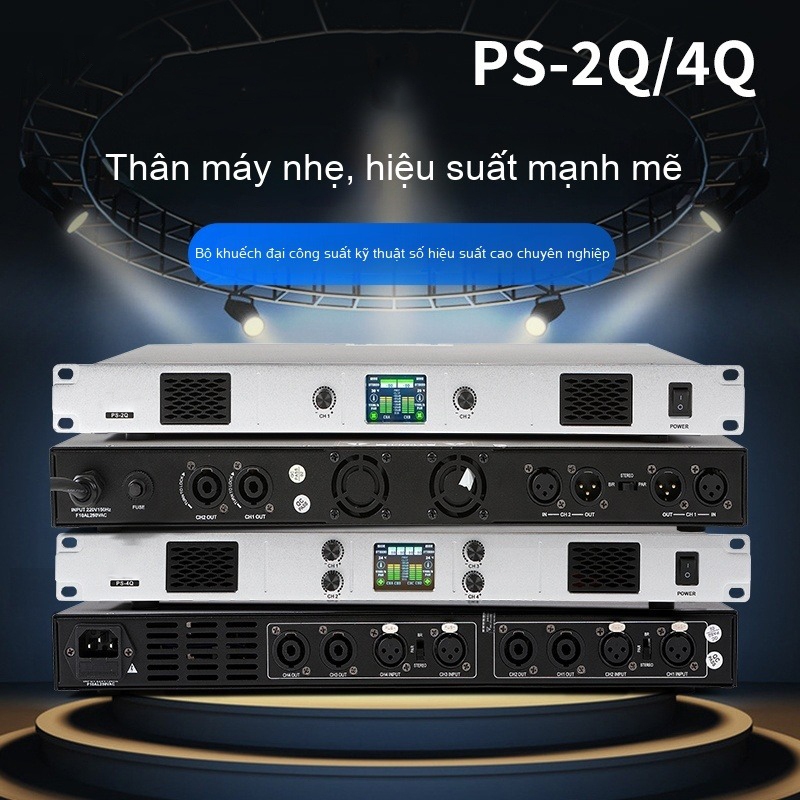 cục đẩy công suất chính hãng (màn hình hiển thị LED:PS-2Q 8Ohm 1500W x2 kênh,4Q 8Ohm 1500W x4 kênh)