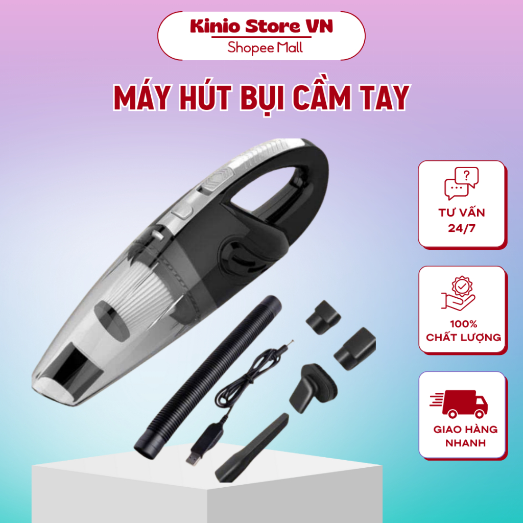 Máy Hút Bụi Cầm Tay KINIO Giường Nệm, Sofa, Oto Công Suất Lớn 12000PA Bảo Hành 12 Tháng