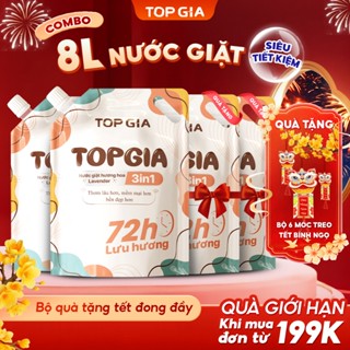  Combo Nước Giặt Xả 3in1 TopGia Hương Lavender Dịu Nhẹ Túi 2L An Toàn Cho Da Lưu Hương 72H 