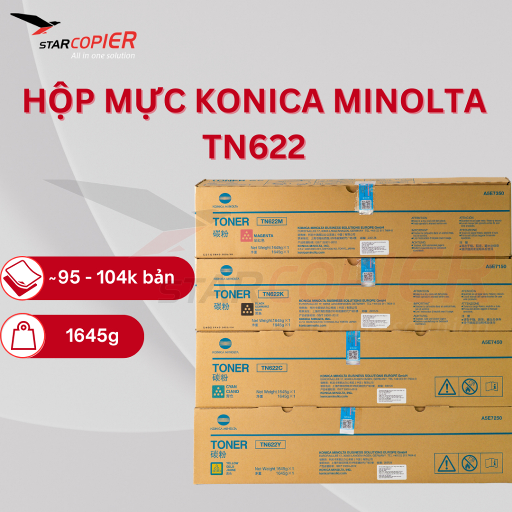 Hộp Mực Photocopy Konica Minolta TN622 Tem Xanh - Konica C1085 / C1100 / 6085  | Set 4 Hộp