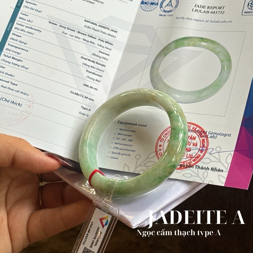 vòng tay type A phỉ thuy. có kèm kiểm định liulab