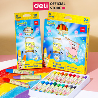  Bút Sáp Màu Dầu Bọt Biển Dễ Thương Deli - 12 18 24 Màu Tươi Sáng An Toàn Siêu Mịn Tô Màu Vẽ Tranh Mỹ Thuật - EC218 