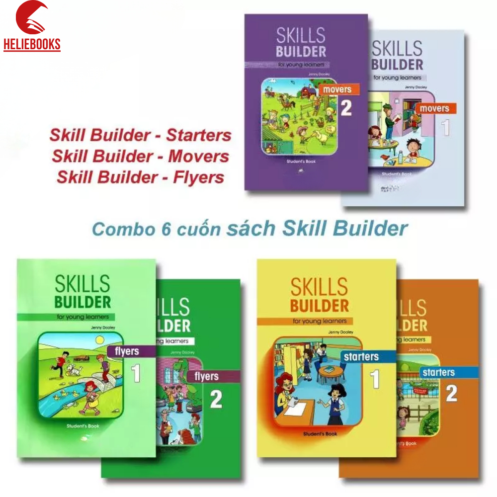 Sách Skills Builder Starters, Flyers, Movers 1+2 (combo 2 cuốn) - Bản in lazer, tặng file nghe mp3