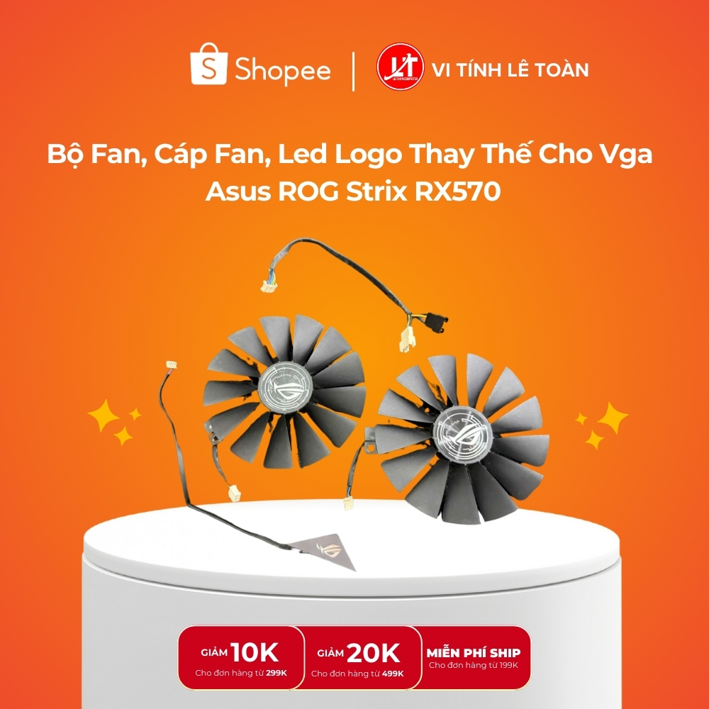 Bộ quạt, jack fan, dây led thay thế cho vga Asus Strix RX570 (Cũ, zin)