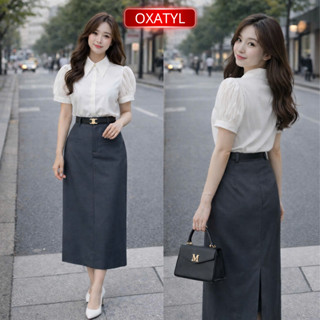  Chân váy xuông ép mùng cao cấp dài 80cm Oxatyl V56 Chân váy công sở dáng dài thanh lịch 