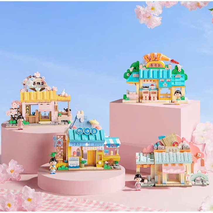 Mô hình đồ chơi lắp ráp nhân vật hoạt hình Maruko - 516403 suối nước nóng - 516404 đá bào - 516406 C