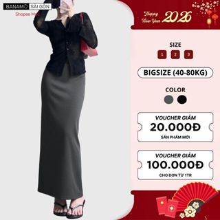  Chân váy nữ nỉ len dáng dài cạp chun xẻ tà sau BIGSIZE Banamo Sài Gòn 510 