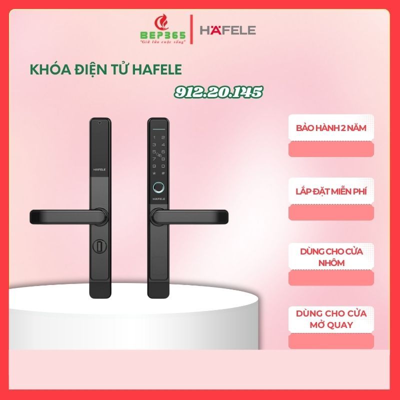 Khóa Cửa Nhôm Hafele DL6600 912.20.145  – Cửa Nhôm – Kết Nối App – Hợp Kim Nhôm Màu Đen