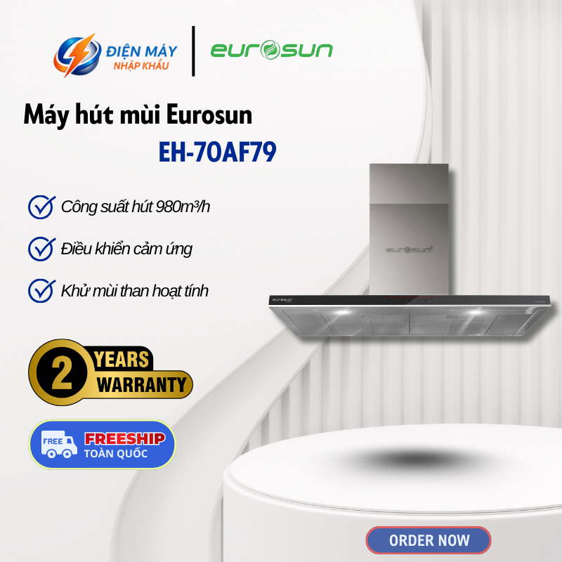 Máy Hút Mùi Eurosun EH-70AF79 – Động Cơ Inverter DC 90W – Lọc Than Hoạt Tính Khử Mùi