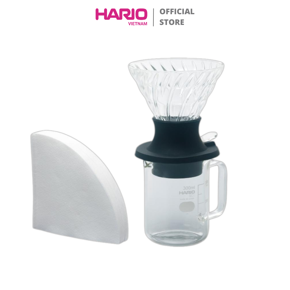 Set phễu Hario Switch thủy tinh size 02, bình server và giấy lọc Immersion Dripper Switch Server Set