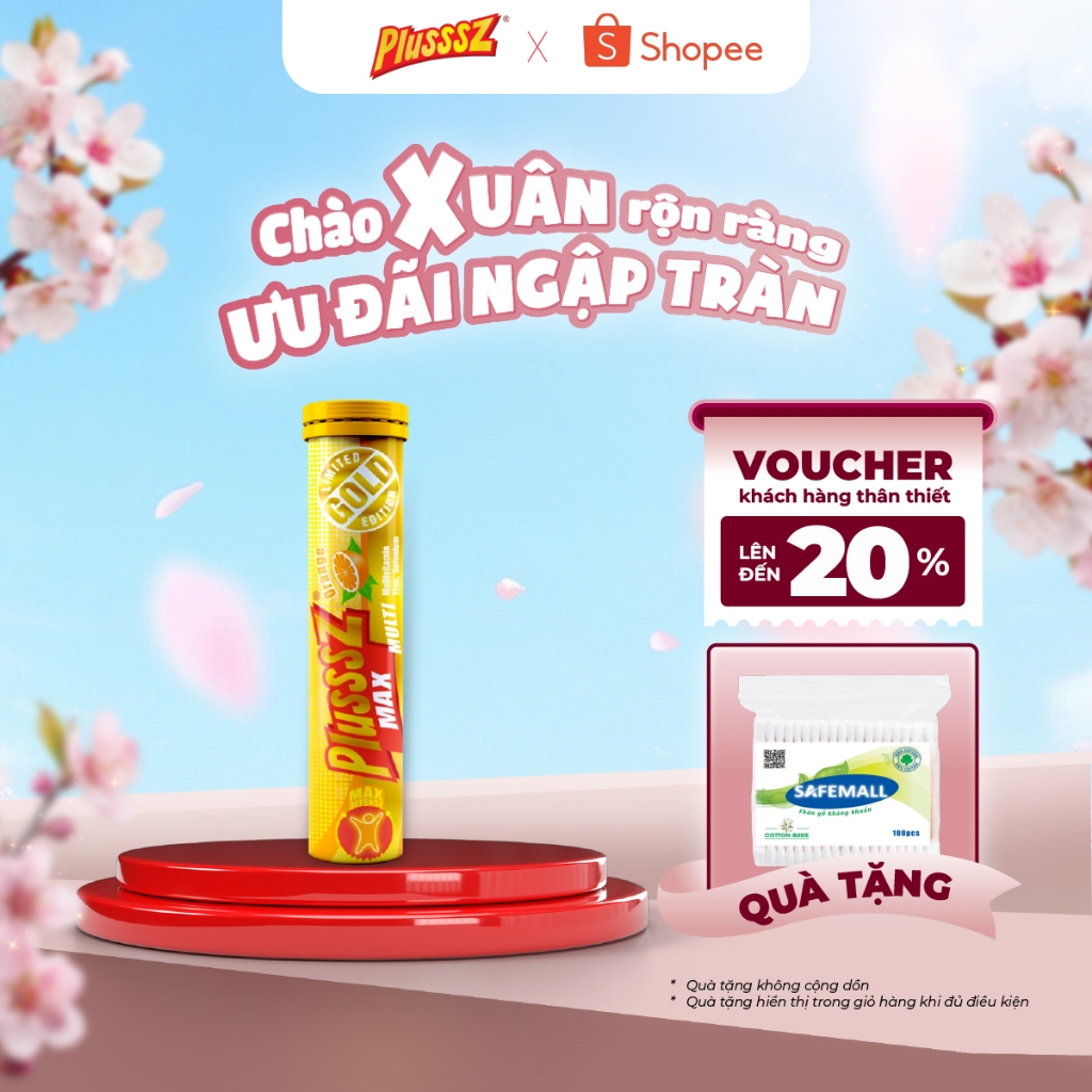 [TUÝT 20 VIÊN] Viên Sủi Plusssz Max Multivitamin – Vitamin Tổng Hợp – Cam Không Đường