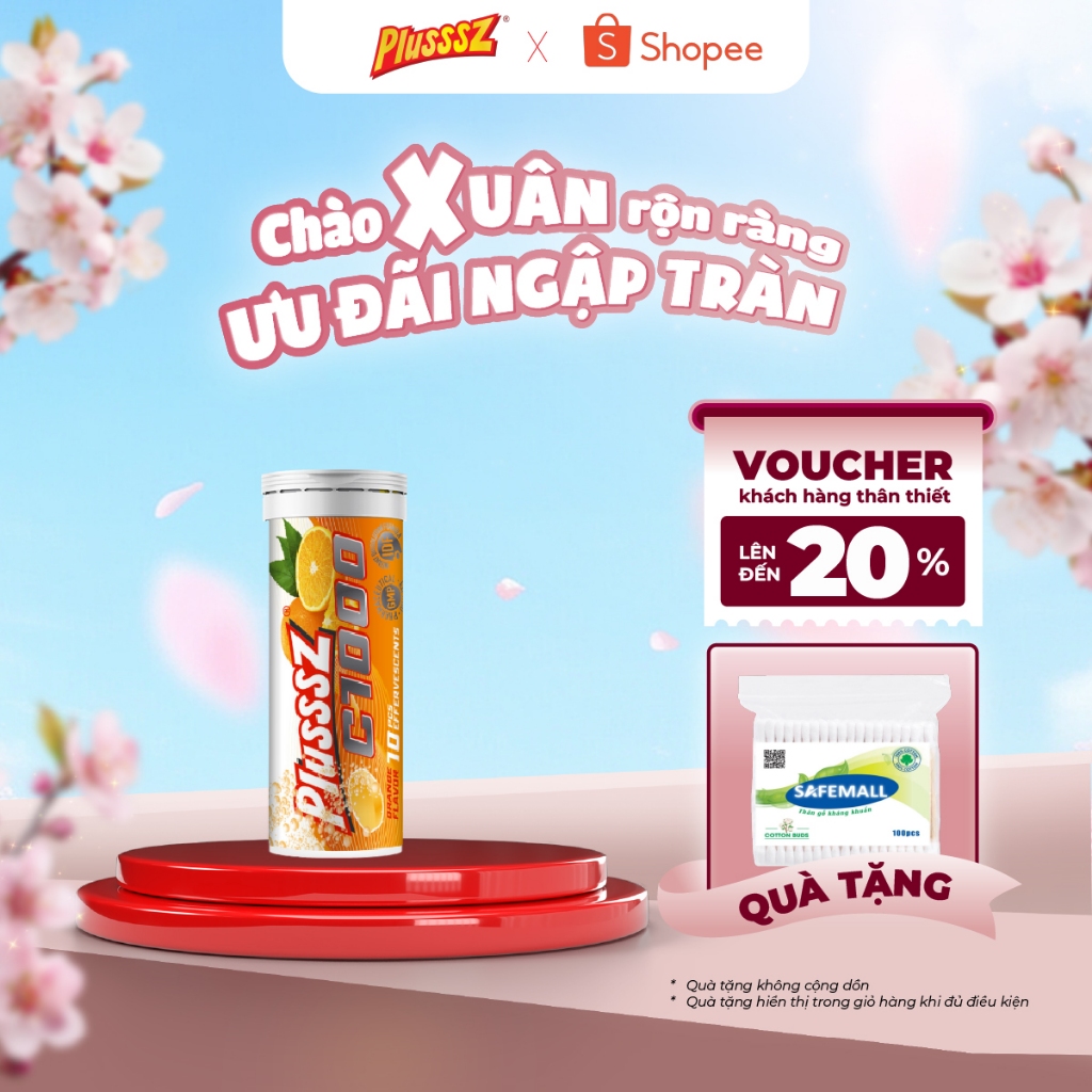 Vitamin C Plusssz C1000 hỗ trợ tăng đề kháng - HÀNG NHẬP CHÍNH HÃNG- Tuýp 10 viên sủi 4g
