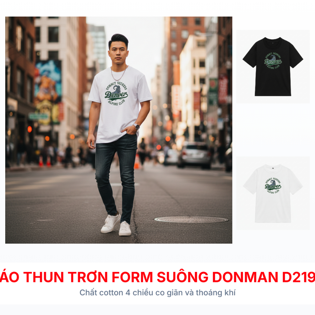 Áo Thun Trơn Form Suông Cotton 2 Chiều: Thoải Mái, Đa Năng Cho Phái Mạnh - D219