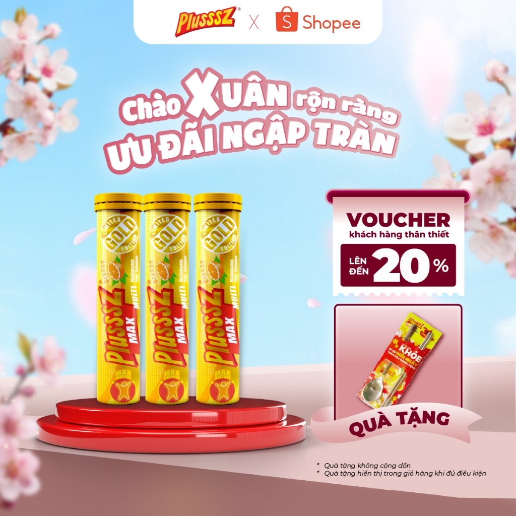[COMBO 3 TUÝP X 20 VIÊN] Vitamin Tổng Hợp Viên Sủi Plusssz Max Multivitamin Vị Cam Không Đường